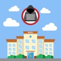 Vector illustration of cyber security threats at hospital. Flat design. Healthcare data breach concept. HIPAA compliance