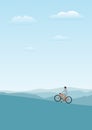 Vector illustration of cycler on the mountains