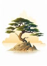 Cypress Tree Vector Illustration With Oriental-inspired Style