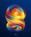 Vector illustration: 3d Colorful Abstract twisted shape of fluid. Modern design.