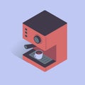 Vector illustration with 3D electric coffee machine. Coffee equipment in isometric flat style