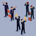 Vector illustration of 3D flat isometric people. The concept of a business leader, lead manager, CEO.