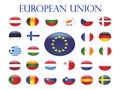 3D Round Flags Set of European Union