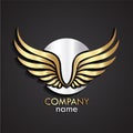 3d golden wings on silver circle logo