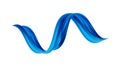 Vector illustration: 3d twisted blue flow liquid shape. Acrylic paint sroke. Modern design.