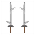 Vector illustration of a dagger, sword. All elements are isolated