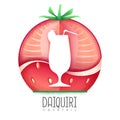 Vector illustration of daiquiri cocktail icon. Grainy texture design