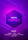 Vector illustration dance party poster background template with glow, lines, highlight and modern geometric shapes