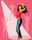 Vector illustration of dancing girl.