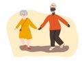 Vector illustration of dancing old people. Active happy grandparents for prints, banners, web, posters, etc Royalty Free Stock Photo