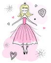 Dancing princess in a pink dress. Royalty Free Stock Photo