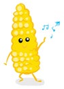 Vector illustration of a a dancing yellow happy corn