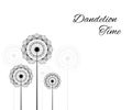 Vector illustration dandelion time. Black Dandelion seeds blowing in the wind. The wind inflates a dandelion isolated on Royalty Free Stock Photo