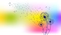 Dandelions in the colors of the rainbow - vector Royalty Free Stock Photo