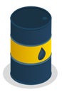Vector illustration of dark blue metal oil barrel on white background. Barrel of gasoline vector Royalty Free Stock Photo