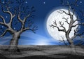 Dark ghostly forest and full moon Royalty Free Stock Photo