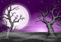 Dark ghostly forest and full moon Royalty Free Stock Photo