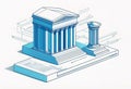 vector illustration, database schema layout for a bank, 3D stylization, banks and financial organizations, Royalty Free Stock Photo