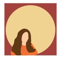 Vector illustration of a daydreaming woman with copyspace. Flat design