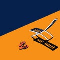 Vector illustration of a deck chair and flip-flops on the beach in a minimal style. On the return of tourism after the epidemic or