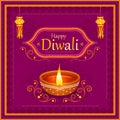 Decorated Diya for Happy Diwali festival holiday celebration