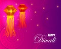 Decorated hanging Kandil lantern for Happy Diwali festival holiday celebration of India greeting background