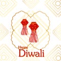 Decorated hanging Kandil lantern for Happy Diwali festival holiday celebration of India greeting background