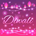 Vector illustration of decorated lighted background for Diwali.