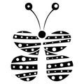 Vector illustration of decorative black and white butterfly isolated on the white background Royalty Free Stock Photo