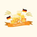 Vector illustration dedicated to the traditional Oktoberfest festival. White background. Banner, poster, sign.