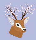 Deer with flowerinf horns Royalty Free Stock Photo