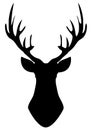 Vector Deer Head Silhouette Isolated On White