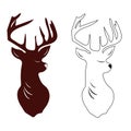 Vector illustration of a deer head silhouette isolated on white background Royalty Free Stock Photo