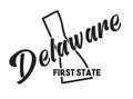 Vector illustration of Delaware. Nickname First State. United States of America outline silhouette. Hand-drawn map of USA Royalty Free Stock Photo