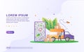 Vector Illustration of Delivery Service concept. A courier is picking up the box that will be sent to the customer's address