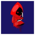 Vector illustration of a demon using a red coat and holding a knife