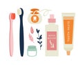 Vector illustration of dental care tools.