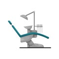 Vector illustration of a dental chair. Dentist`s office. Dental clinic