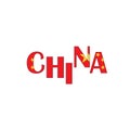 Text China painted in flag colors. Royalty Free Stock Photo