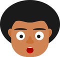 Cute black boy surprised. Black boy avatar. Black boy emoji.