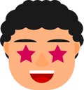 Cute boy with stars in the eyes. Cute boy emoji. Cute boy avatar.