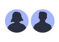 A vector illustration depicting male and female face silhouettes or icons, serving as avatars or profiles for unknown Royalty Free Stock Photo