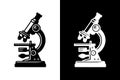 Microscope Icon - Black and White Royalty Free Stock Photo