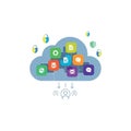 Cloud Storage and Data Security Concept with User Access and App Icons for Digital Services Royalty Free Stock Photo