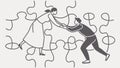 Collaborative Puzzle Solving, Teamwork Illustration, vector design Generative AI Royalty Free Stock Photo