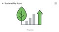 Growing Sustainability Score: Progress Chart with Leaf Icon Royalty Free Stock Photo