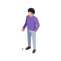 Man with white cane walking assistance disability aid vector illustration for accessibility and inclusion awareness Royalty Free Stock Photo