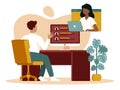 Colourful flat vector illustration of online interview