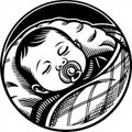 Vector Illustration Sleeping Baby with Pacifier Cozy Blanket Resting Peaceful Royalty Free Stock Photo