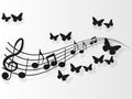 Vector image design music covers with music notes and butterflies.